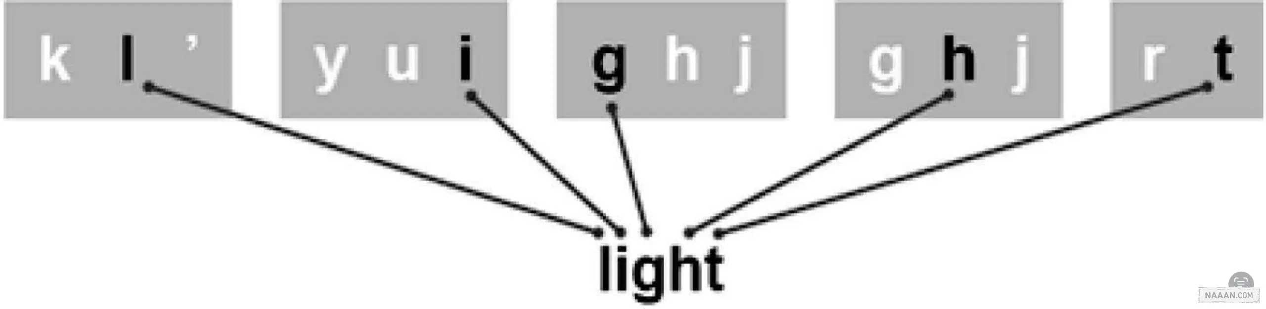 输入「light」时