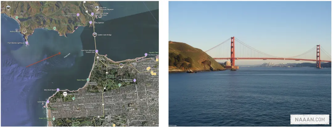 西边这个角度看过去的金门大桥