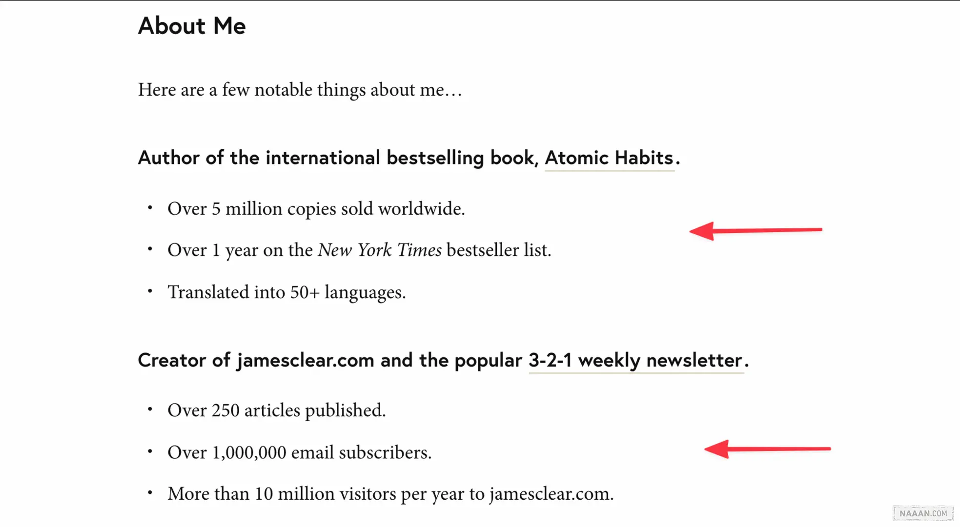 James Clear achievements example