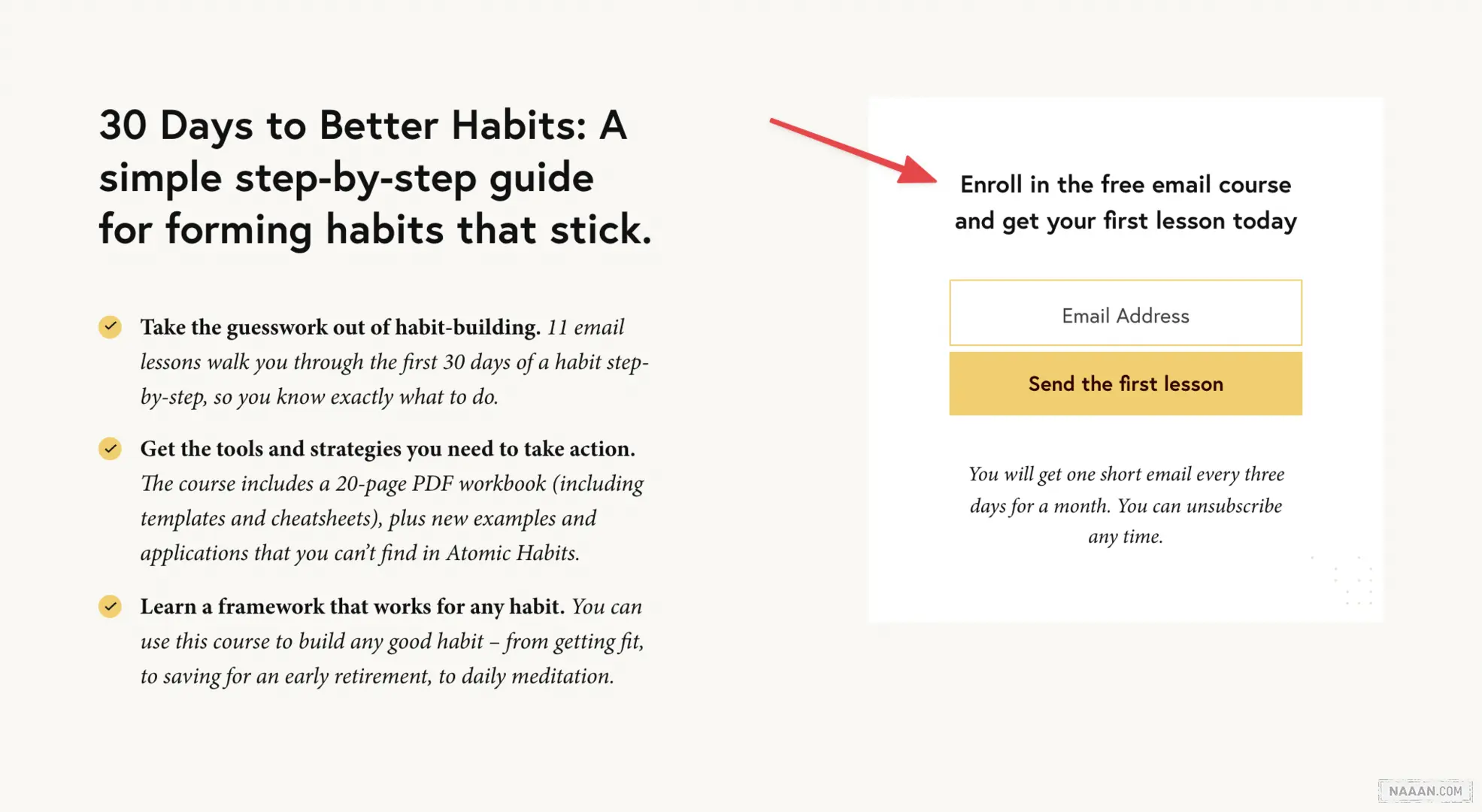 James Clear lead magnet example