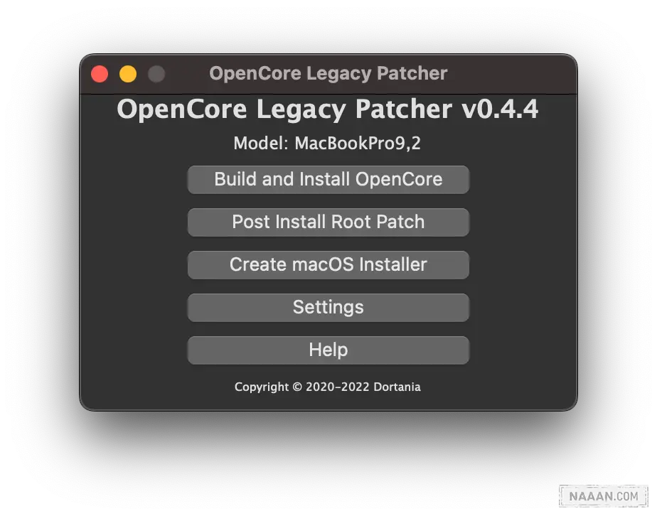 OCLP GUI Main Menu