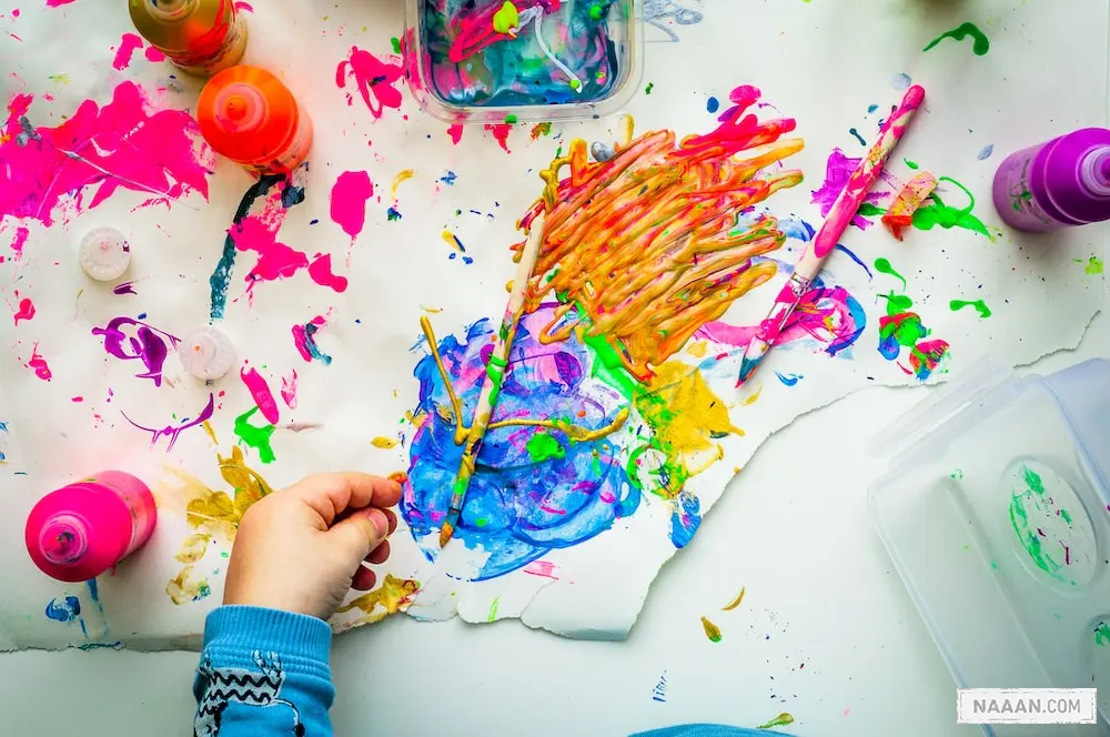 flat lay photography of paintings