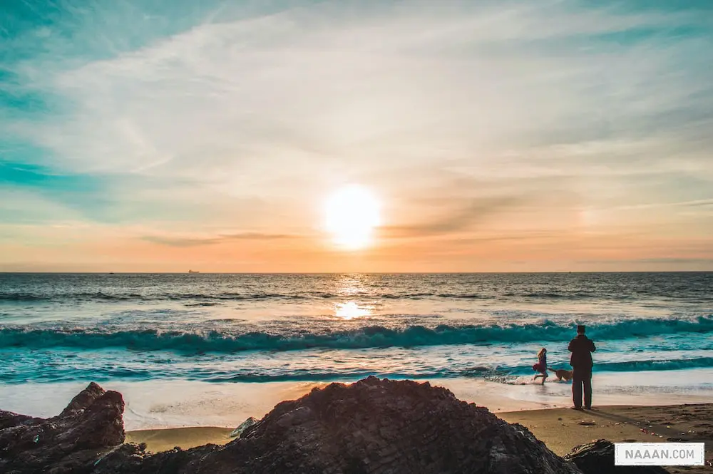 man on beach during sunset