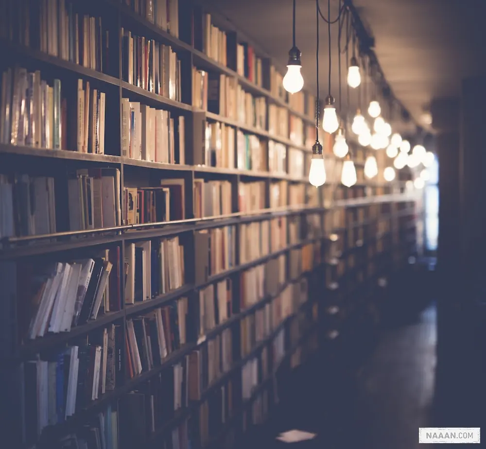 photo of library with turned on lights